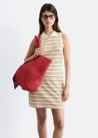Vestido mini polo de algodón a rayas
