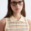 Vestido mini polo de algodón a rayas
