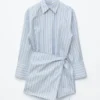Vestido mini tipo camisa cruzada