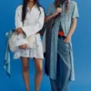 Vestido de camisa con pliegues en la cintura