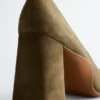 Zapatos de salón de tacón grueso de ante